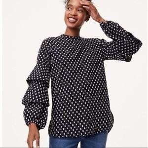 LOFT Tiered Sleeve Cotton Blouse